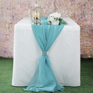 18" W x 180" L Chiffon Table Runner, Aqua